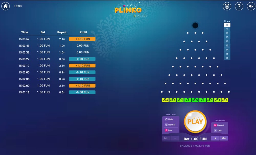 Plinko gameplay